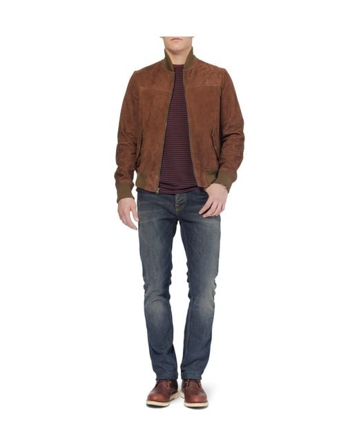 Billy Reid Suede Bomber Jacket in Brown for Men Lyst