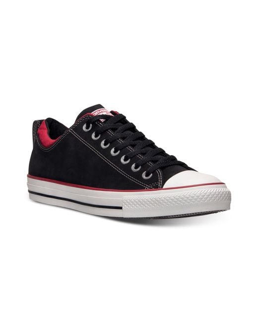 Arriba 99+ imagen black converse with red line