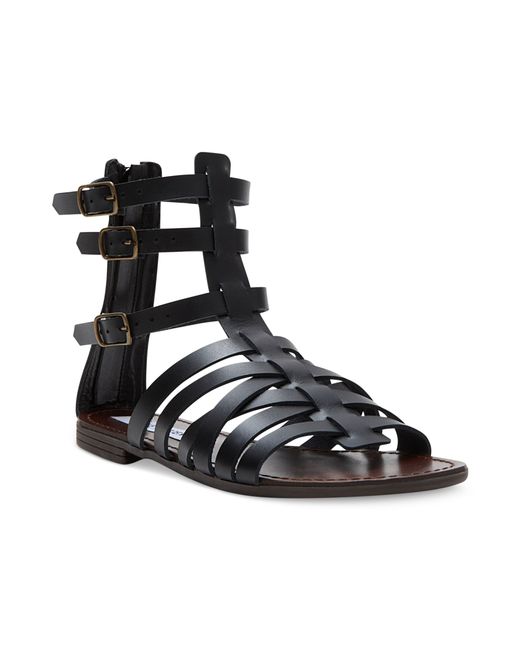 Steve Madden Plato Flat Gladiator Sandals in Black | Lyst