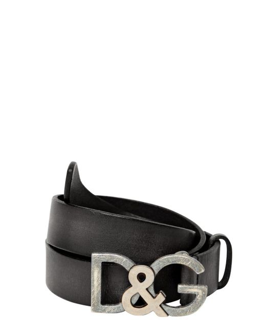 Dolce & Gabbana 30 Mm D&G Buckle Leather Belt in Black for Men | Lyst