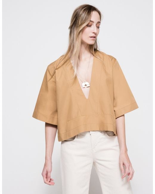 toit volant poppy top in beige white lyst toit volant poppy top in beige white lyst
