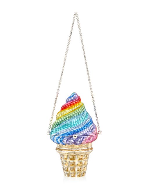 Judith Leiber Multicolor Rainbow Ice Cream Cone Clutch
