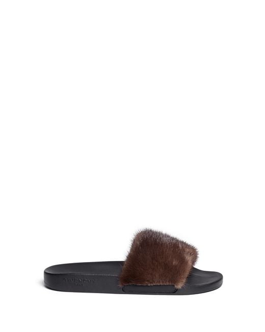 Givenchy Mink Fur Slide Sandals in Brown - Save 7% | Lyst