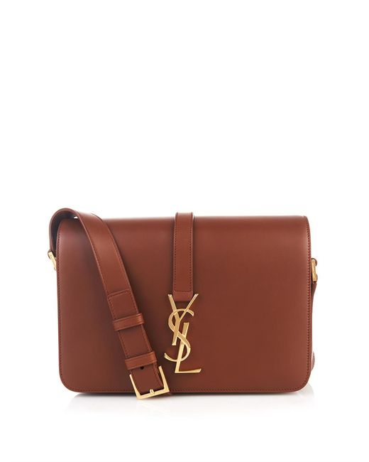 Saint Laurent Universit Medium Leather Cross Body Bag in Brown