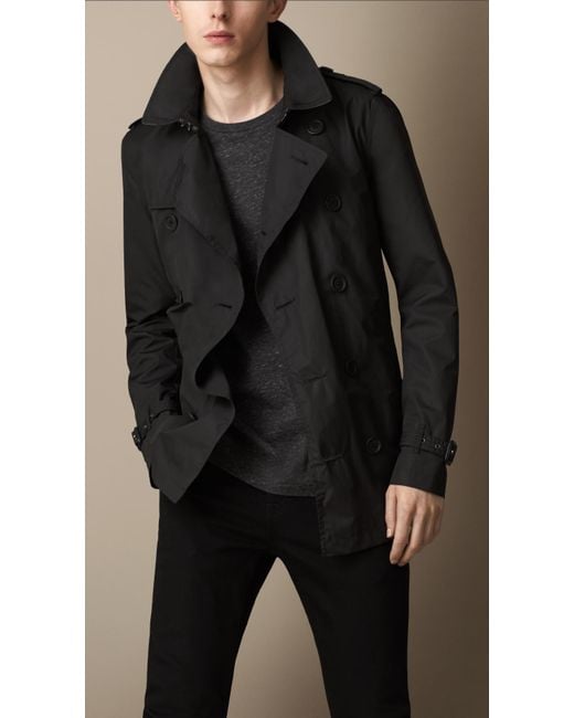 Burberry Black Short Technical Trench Coat for men