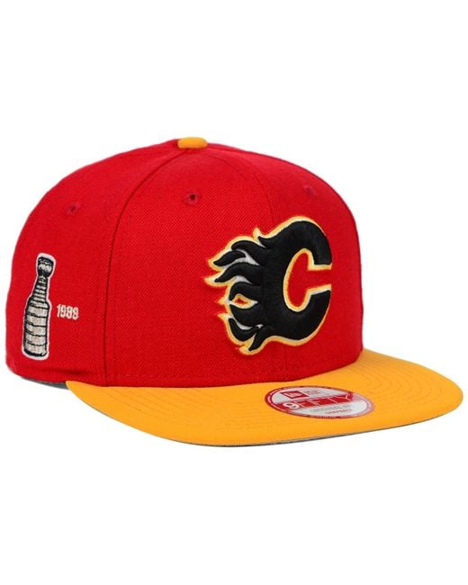 KTZ Red Calgary Flames Stanley Cup Champ Collection 9fifty Snapback Cap for men