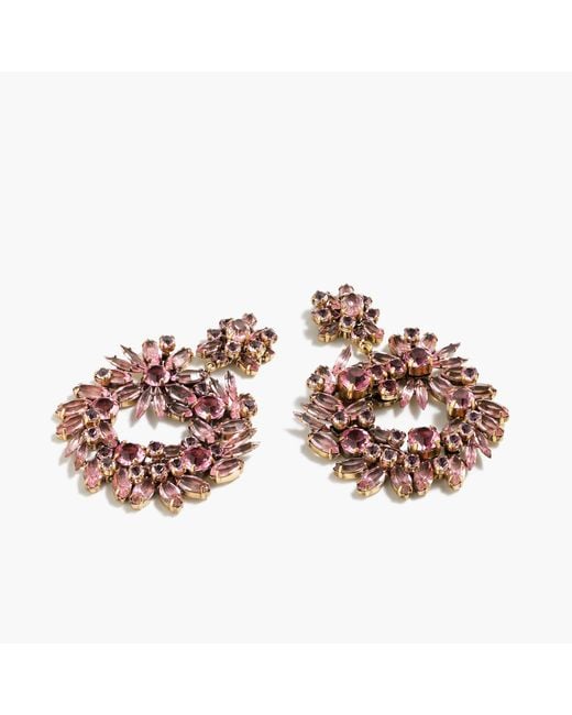 J.Crew Pink Crystal Wreath Earrings