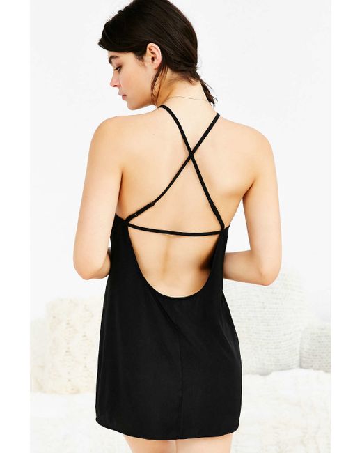 Out From Under High-neck Strappy Back Slip Dress in Black | Lyst