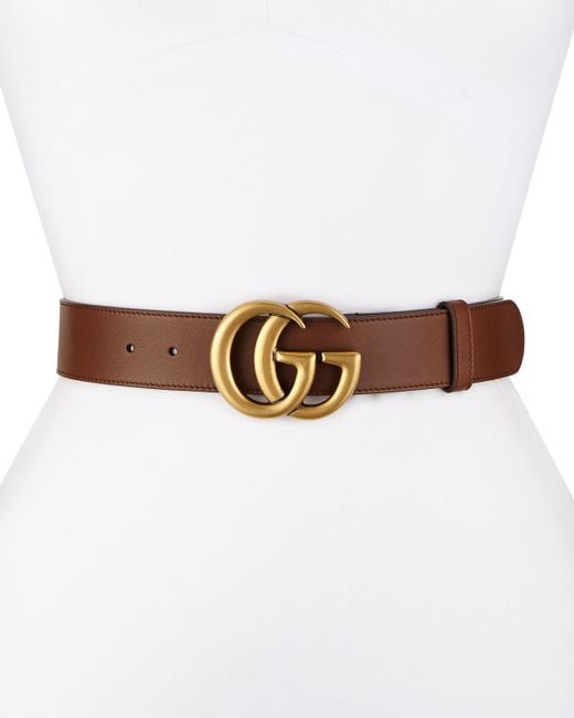Gucci Leather Belt With Gg Buckle in Brown | Lyst