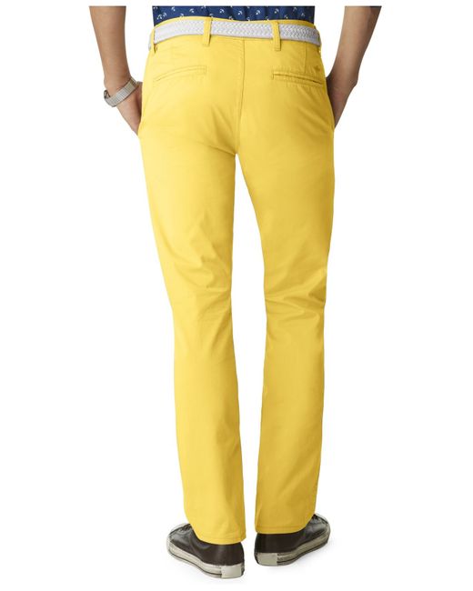 Dockers Yellow Discontinued Tapered Fit Lightweight Alpha Khaki Flat Front for men