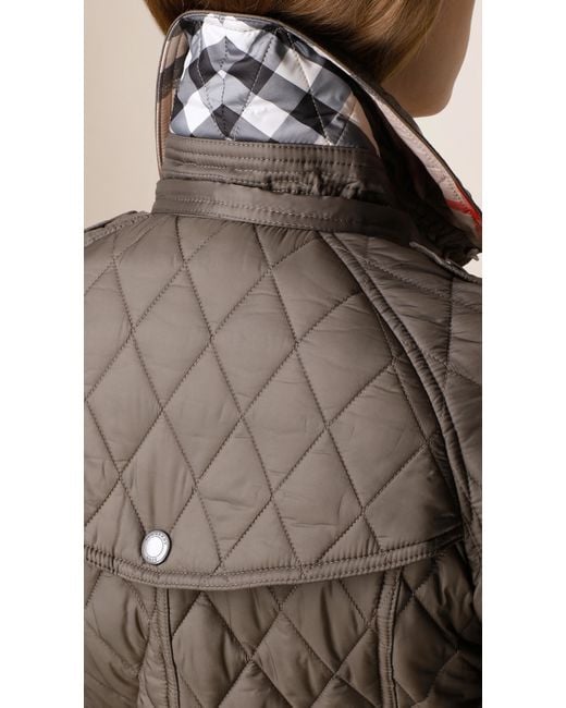 Burberry Gray Diamond Quilted Coat