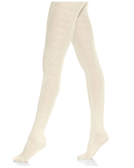 Hue White Chunky Cable Knit Tights