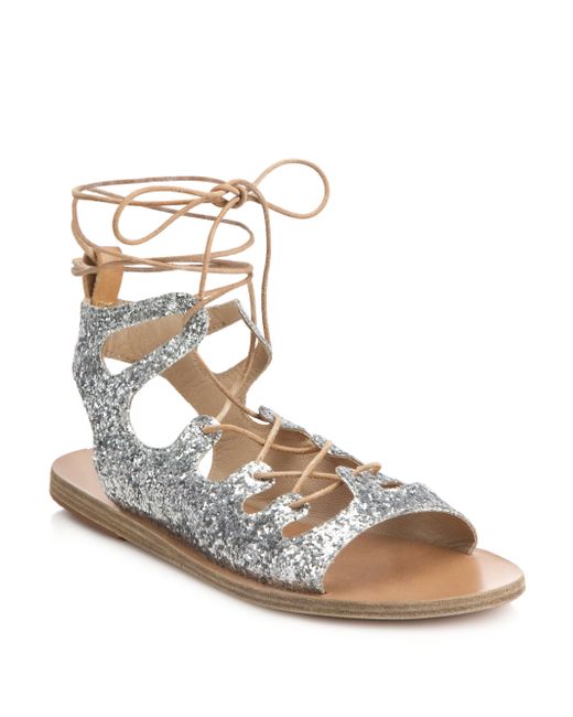 silver glitter gladiator sandals