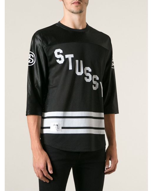 Stussy Football Mesh Logo Jersey in Black for Men | Lyst