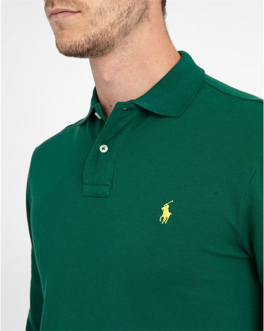 Polo ralph lauren Green Longsleeved Slimfit Polo Shirt in Green for