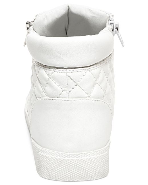 Steve Madden White Decaf Hightop Quilted Platform Sneakers