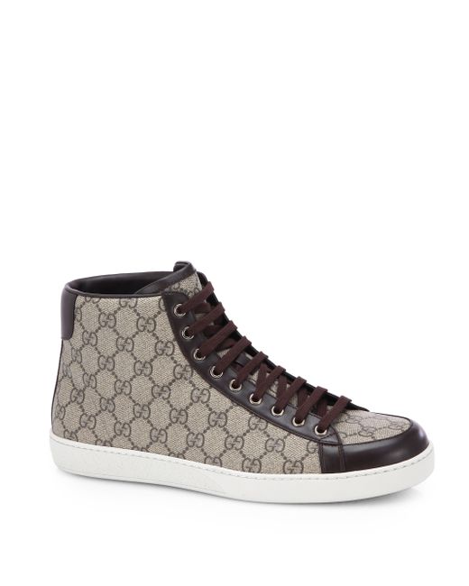 Gucci Gg Supreme Canvas High-top Sneakers in Natural for Men | Lyst