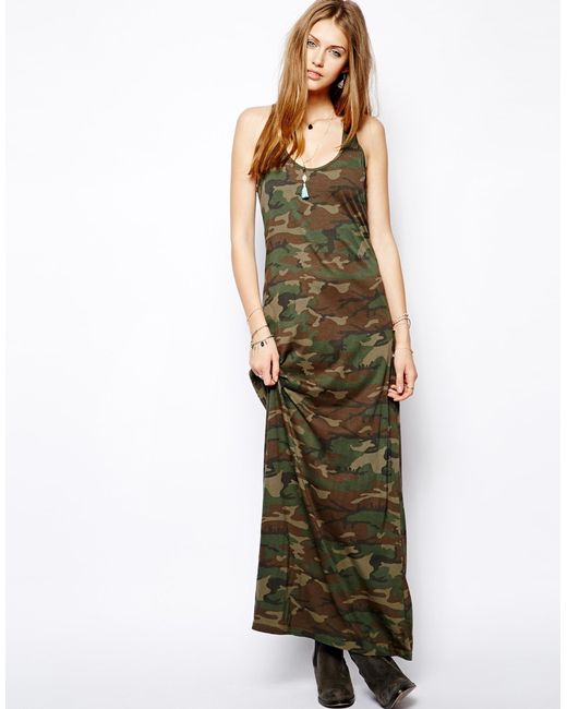 Ralph Lauren Green Camouflage Maxi Dress