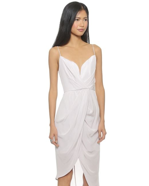 Zimmermann White Silk Plunge Drape Dress - Moonstone