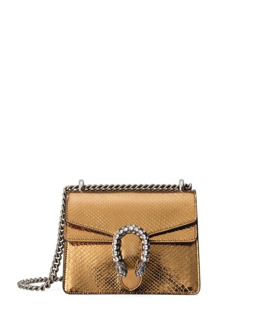 Gucci Dionysus Chain Mini Python Evening Bag in Gold (ORO /CRYSTAL NERO) | Lyst