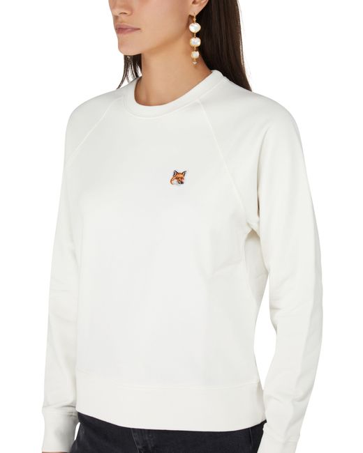 Maison Kitsuné White Sweatshirt Fox Head Patch