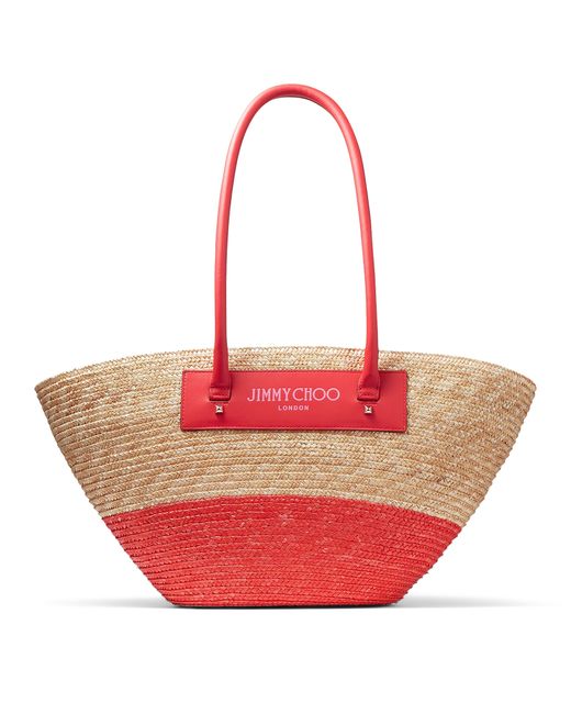 Jimmy Choo Red Beach Basket Tote Bag