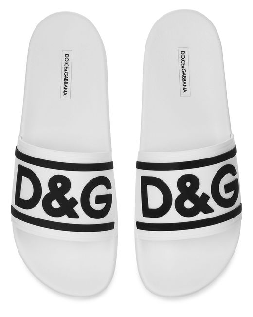Dolce & Gabbana Badepantoletten aus Gummi mit DG-Logo in Black für Herren