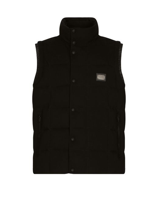 Dolce & Gabbana Black Jersey Vest With Branded Tag for men