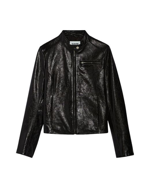 Claudie Pierlot Black Leather Biker Jacket