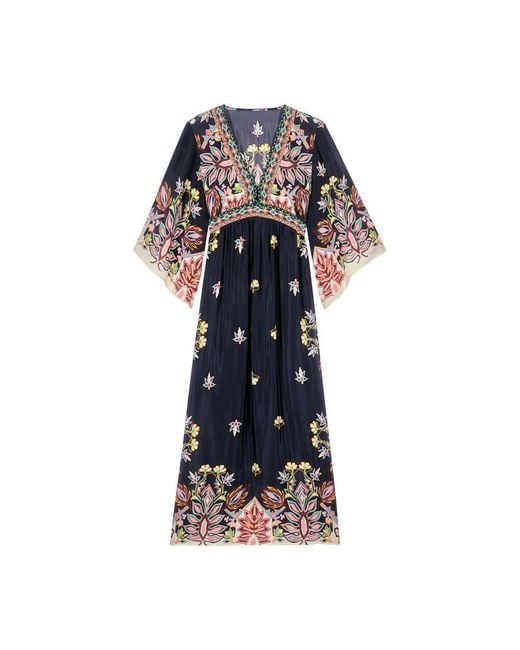 ba&sh falla dress Oddi floral taupe midi dress tie neck elbow bubble sleeves / small main image 1