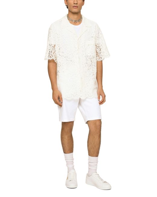 Dolce & Gabbana White Stretch Denim Shorts for men