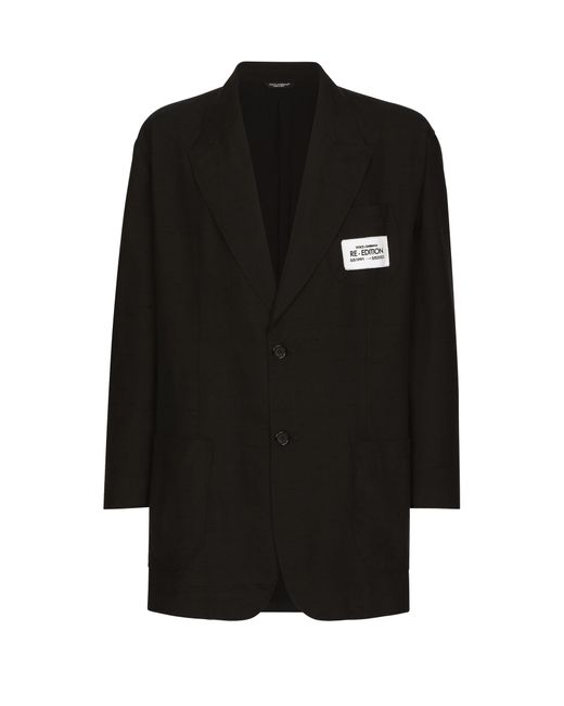 Dolce & Gabbana Black Oversize Shantung Silk And Cotton Jacket for men