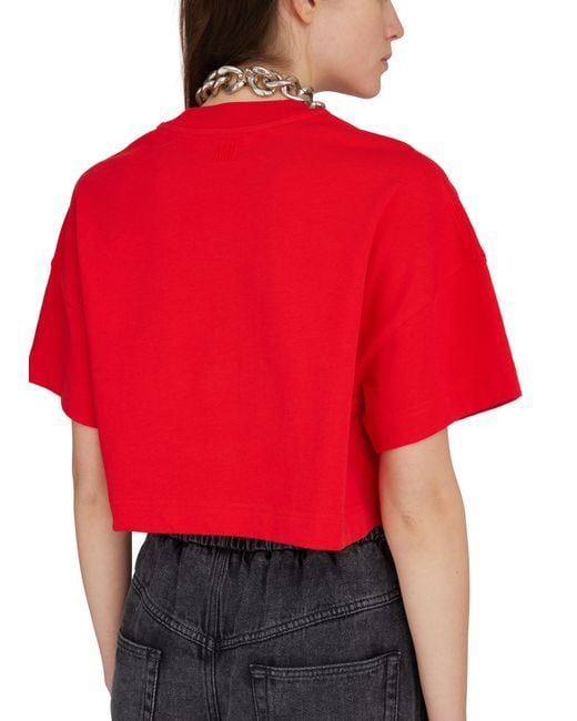 AMI Red Cœur Sacre Cropped T-Shirt