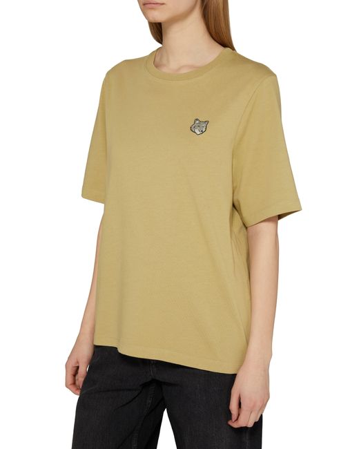 Maison Kitsuné Yellow Kurzärmeliges T-Shirt mit Logo Bold Fox Head