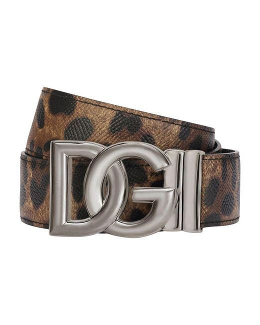 Dolce & Gabbana Brown Reversible Camouflage-Print Calfskin Belt for men