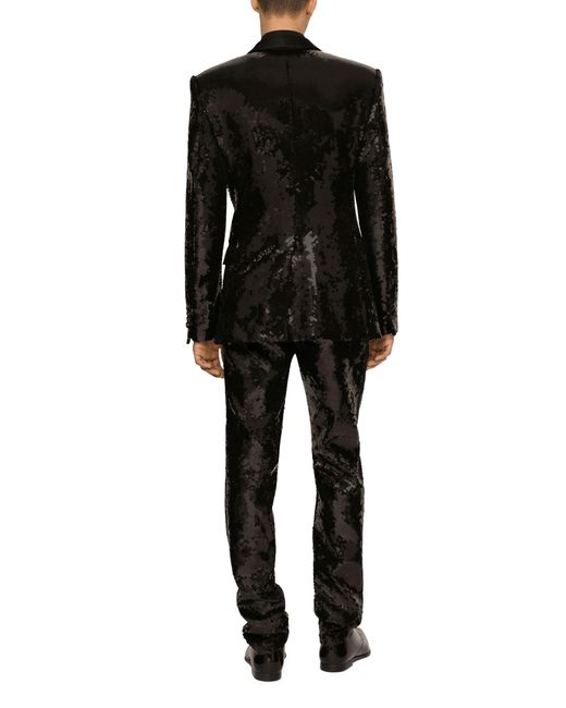 Veste smoking Sicily pailletée à simple boutonnage Dolce & Gabbana pour homme en coloris Black