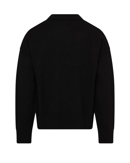 AMI Black Ami De Cœur Crewneck Sweater for men