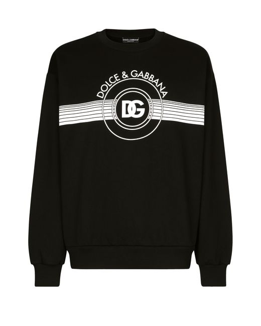 Dolce & Gabbana Black Dg Logo Print Sweatshirt for men