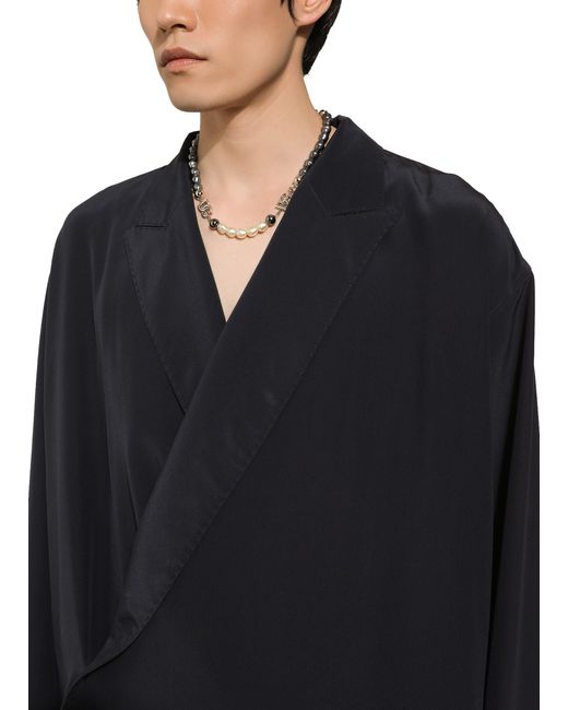 Dolce & Gabbana Black Oversize Silk Crepe De Chine Shirt for men