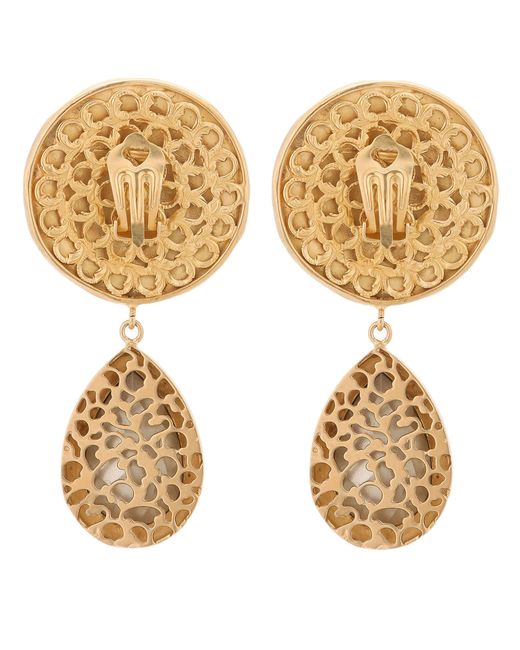 Dolce & Gabbana Metallic Earrings With Rhinestone Pendants