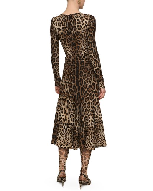Dolce & Gabbana Brown Calf-Length Cady Dress
