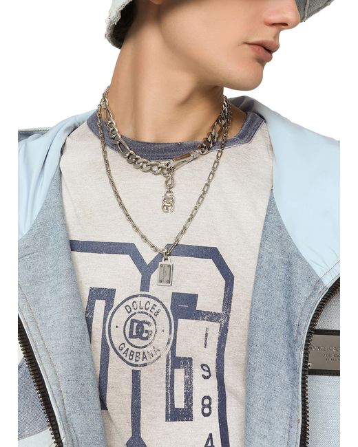 Collier avec étiquette à logo Dolce & Gabbana pour homme en coloris Metallic