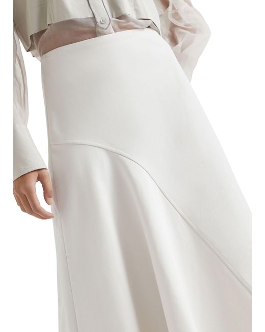 Brunello Cucinelli White Asymmetric A-line Midi Skirt