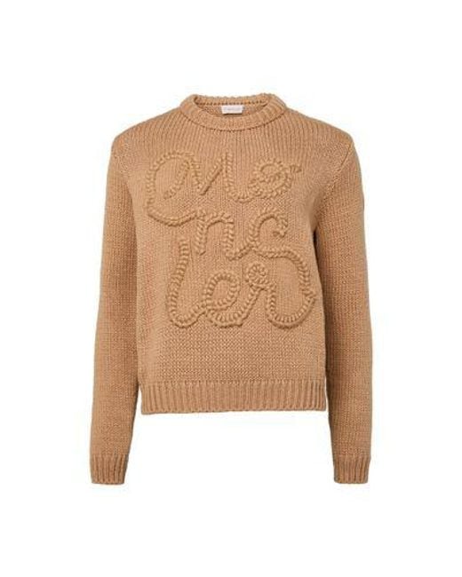 Moncler Natural Pullover Aus Baumwolle Mit Logostickerei, Damen, Größe