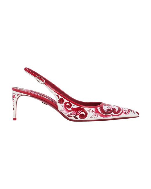 Dolce & Gabbana Pink Printed Patent Leather Sling Back