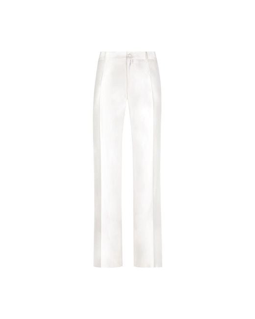 Dolce & Gabbana White Silk Shantung Pants for men
