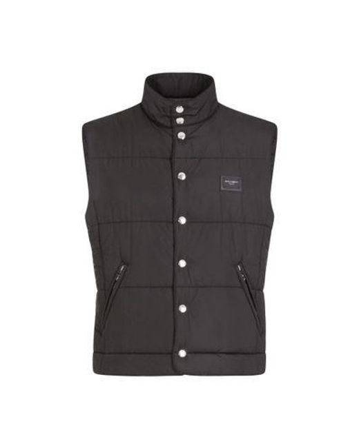 Dolce & Gabbana Black Nylon Vest With Branded Tag for men