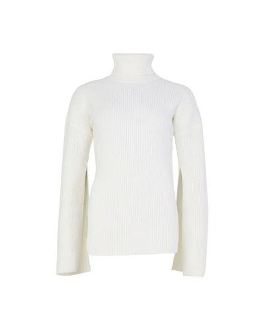 Totême  White Slit Sleeve Turtleneck Sweater