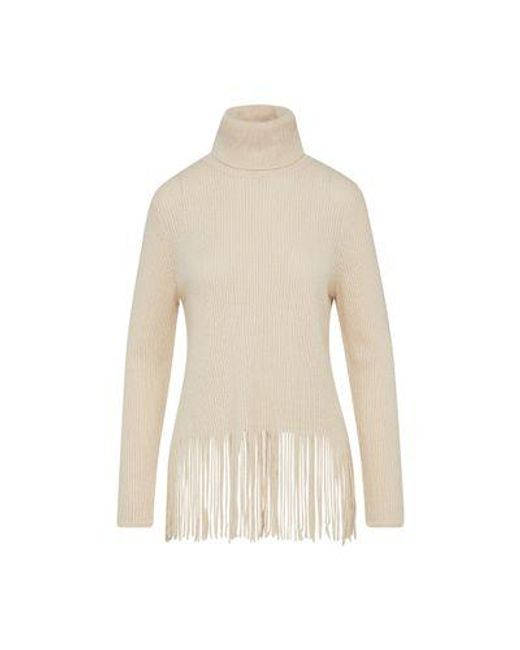 Zimmermann White Tassel Turtleneck Sweater