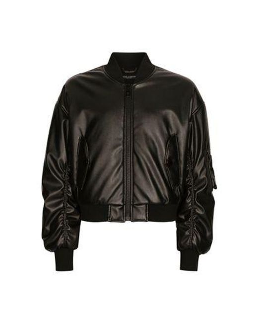 Dolce & Gabbana Black Faux Leather Jacket With Logo Tag for men